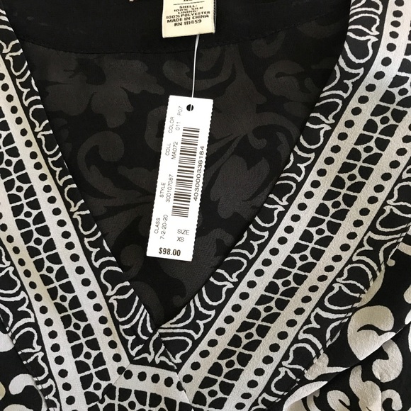 NWT SILK BOHO BABYDOLL WHITE HOUSE BLACK MARKET TUNIC TOP - Picture 5 of 5